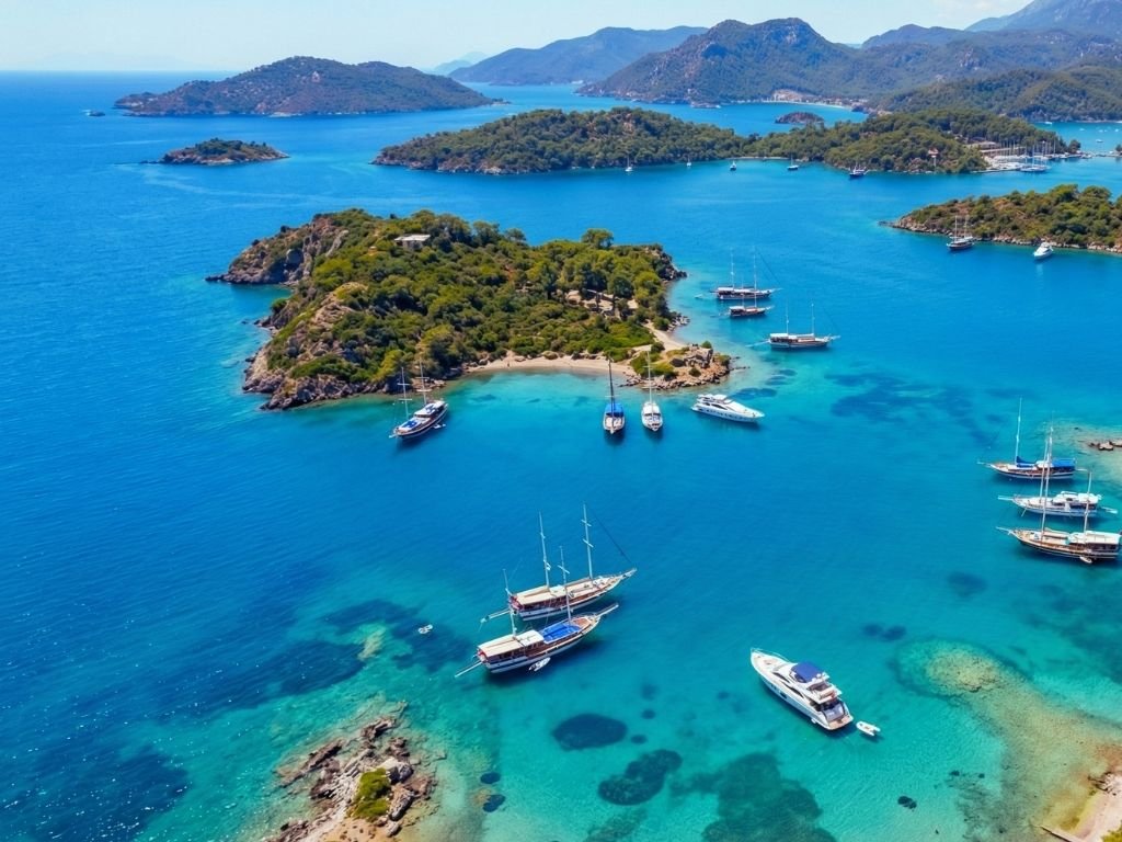 Kızılada turkuaz deniz kırmızımsı kayalıklar