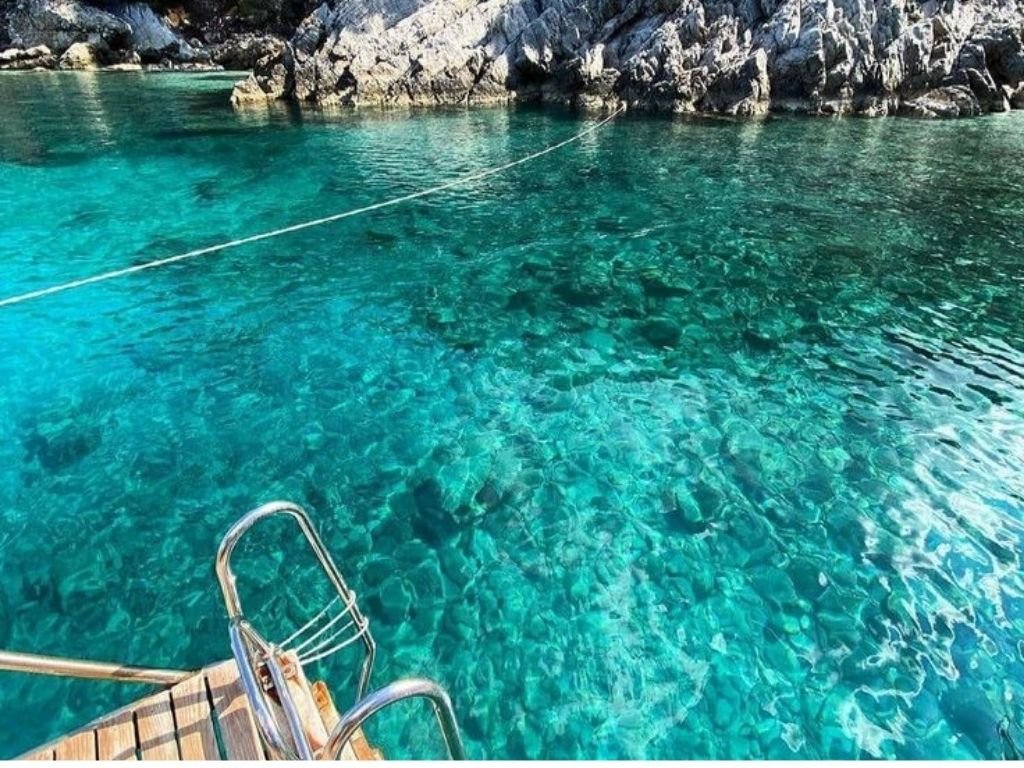 Kantarcı Koyu sakin deniz manzarası turkuaz